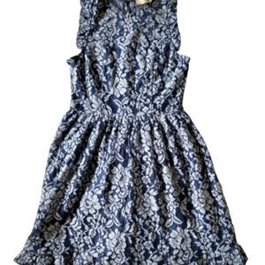 altar'd state Blue & White Floral Print Mini Dress
